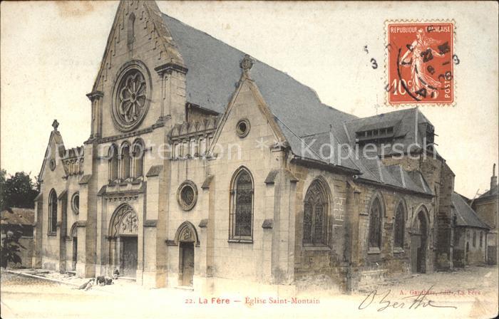 La Fere Aisne Eglise Saint Montain Stempel auf AK