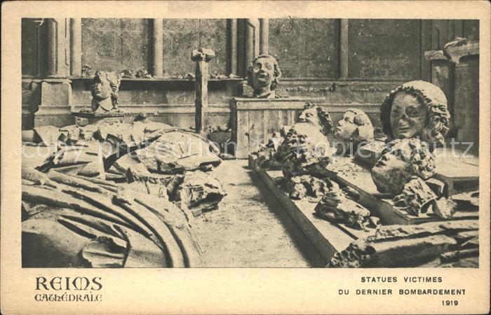 Reims Champagne Ardenne Cathedrale Statues Bombardement Grande