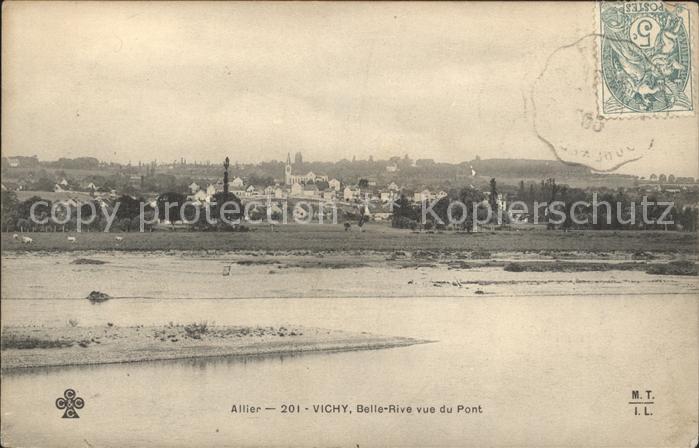 Vichy Allier Belle Rive vue du Pont Stempel auf AK