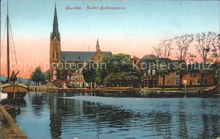 Haarlem Zuider Buitenspaarne Kathedraal Boot Kathedrale