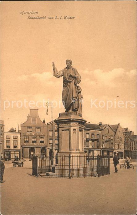 Haarlem Standbeeld von L. J. Koster Denkmal