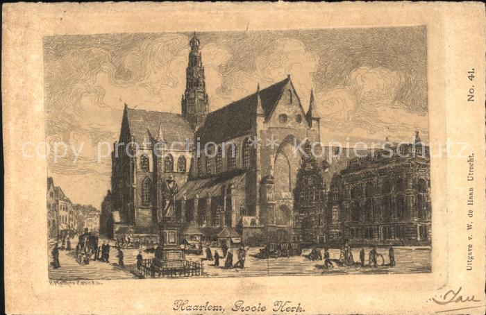 Haarlem Groote Kerk Denkmal Kathedrale Kuenstlerkarte