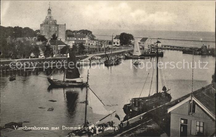 Enkhuizen Visschershaven met Drommedaris Fischerhafen