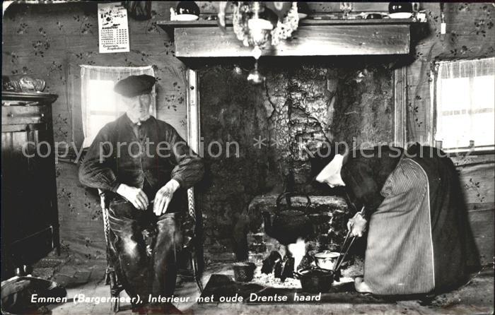 Emmen Netherlands Bargermeer Interieur met oude Drentse haard Kamin