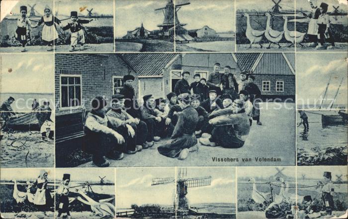 Volendam Visschers Fischerboot Kinder Windmühle