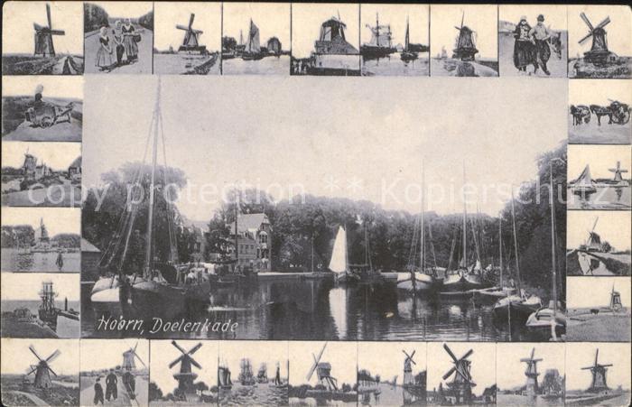 Hoorn Doelenkade Hafen Boote Windmuehlen