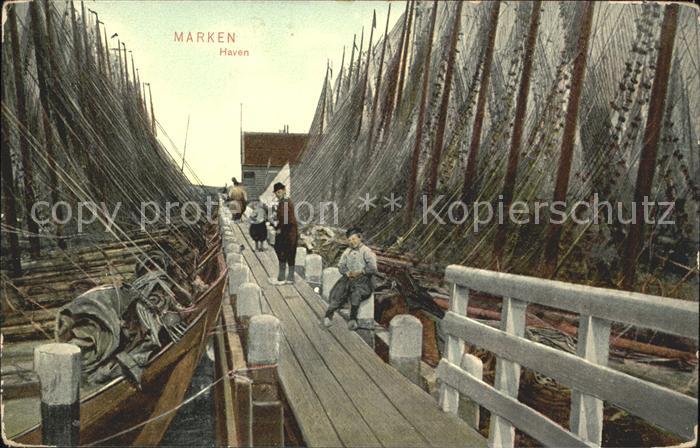 Marken Haven Fischerboot Steg Fischernetze