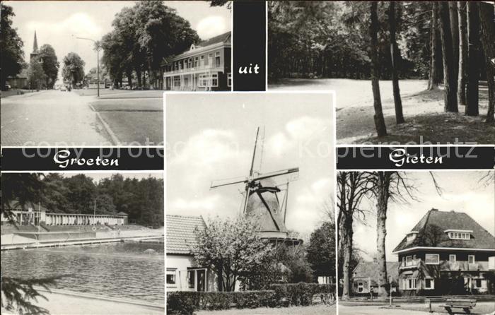 Gieten Strassenpartie Waldweg Schwimmbad Windmuehle