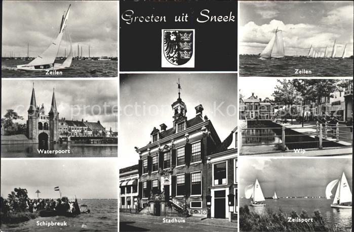 Sneek Zeilen Waterpoort Schipbreuk Stadhuis Zeilsport Wip Wappen Segelsport