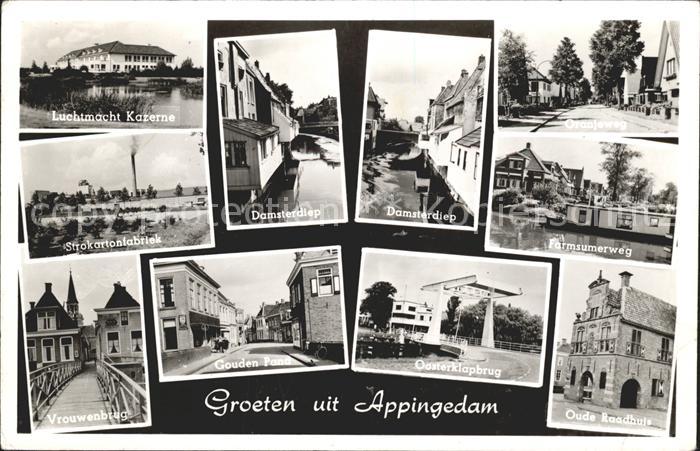 Appingedam Groningen Kazerne Damsterdiep Weg Raadhuis Vrouwenbrug Gouden Pand