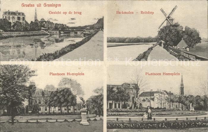 Groningen Brug Barkmolen Reitdiep Plantsoen Heereplein