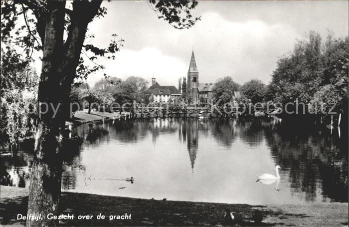 Delfzijl Gezicht over de gracht Kerk Kirche Schw