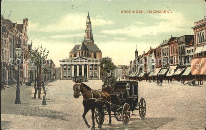Groningen Vischmarkt Pferdekutsche