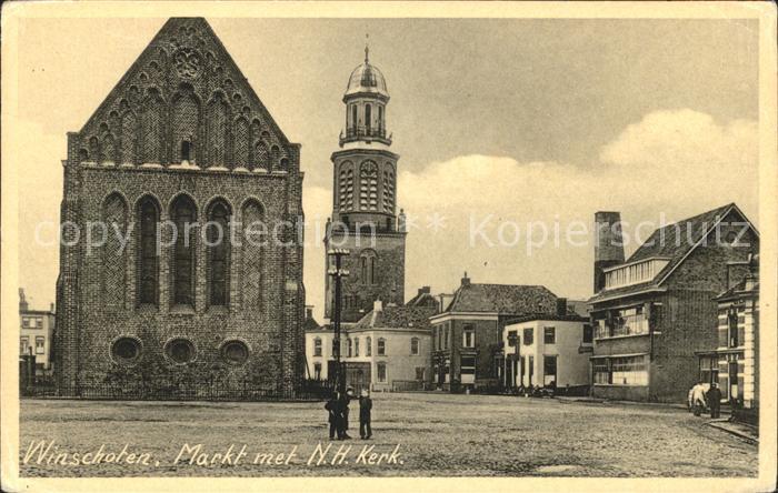 Winschoten Markt met NH Kerk en toren Kirche