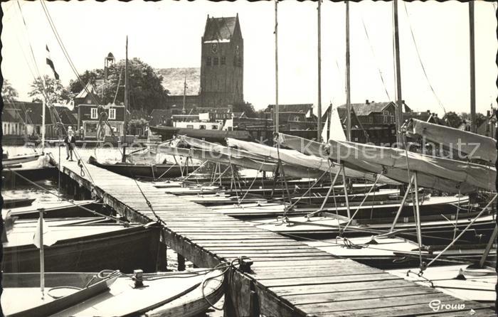 Grouw Hafen Steg Segelboot Kirche