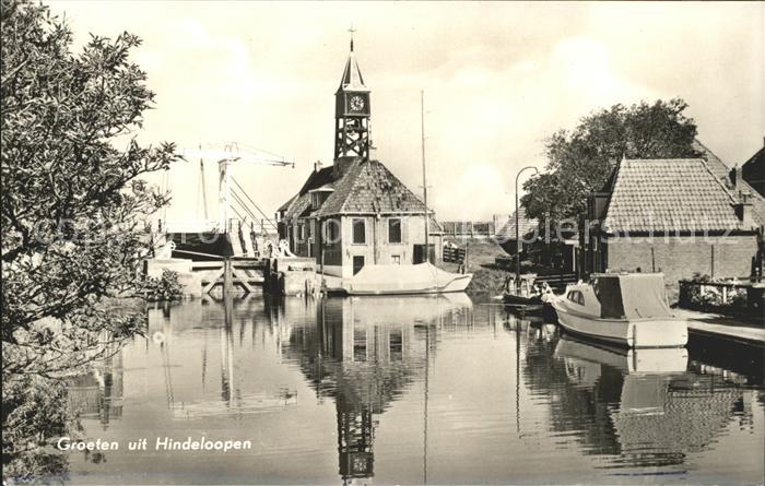 Hindeloopen Partie am Kanal Motorboot