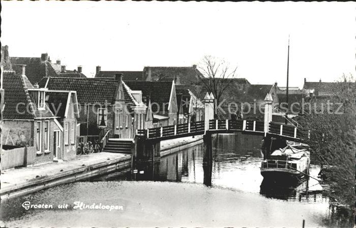Hindeloopen Partie am Kanal Bruecke Boot