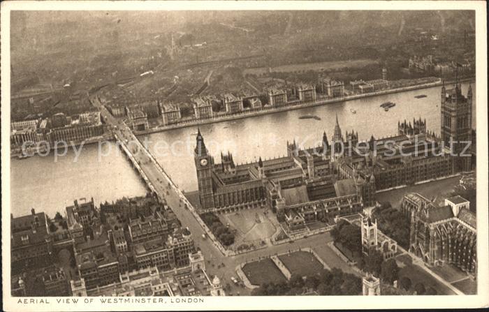 London Aerial view of Westminster Abbey Thames