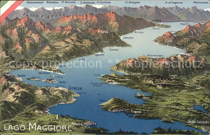 Lago Maggiore Gebietskarte aus Vogelperspektive