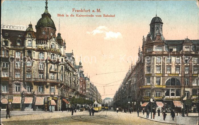 Frankfurt Main Blick in die Kaiserstrasse vom Bahnhof Strassenbahn