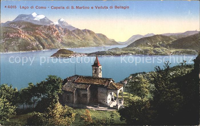 Lago di Como Capella di S Martino e Veduta di Bellagio