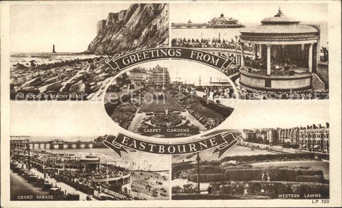 Eastbourne Sussex Rocks at Beachy Head Bandstand Western Lawns Grand Parade Carp