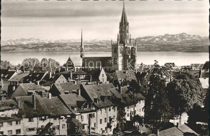 Konstanz Bodensee Kirche Blick zum Saentis Schweizer Alpen