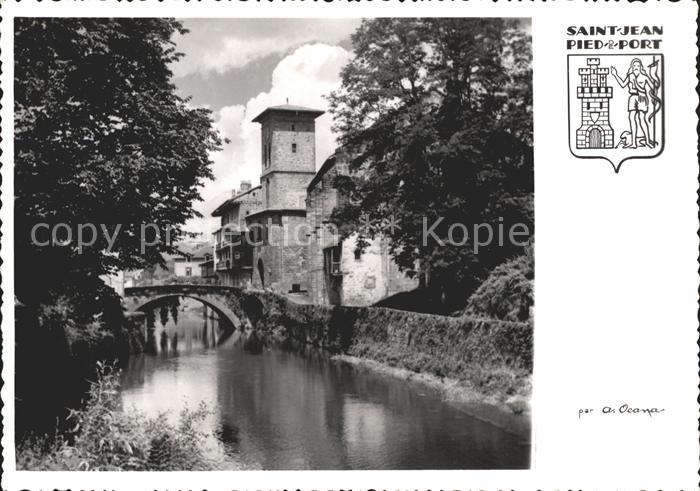 Saint-Jean-Pied-de-Port Vieux Pont et l'Eglise Wappen