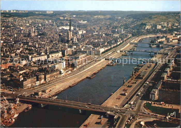 Rouen Les quais Pont vue aerienne Collection Couleurs et Lumiere de France