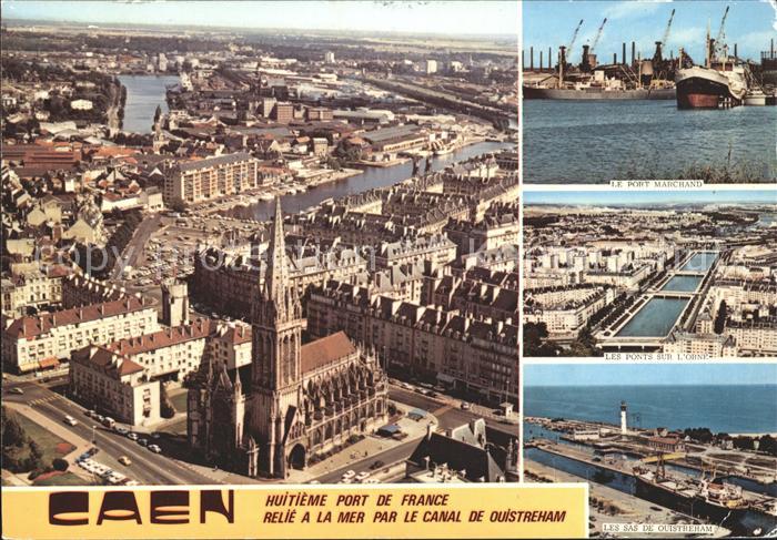 Caen Vue generale Cathedrale Port Marchand P