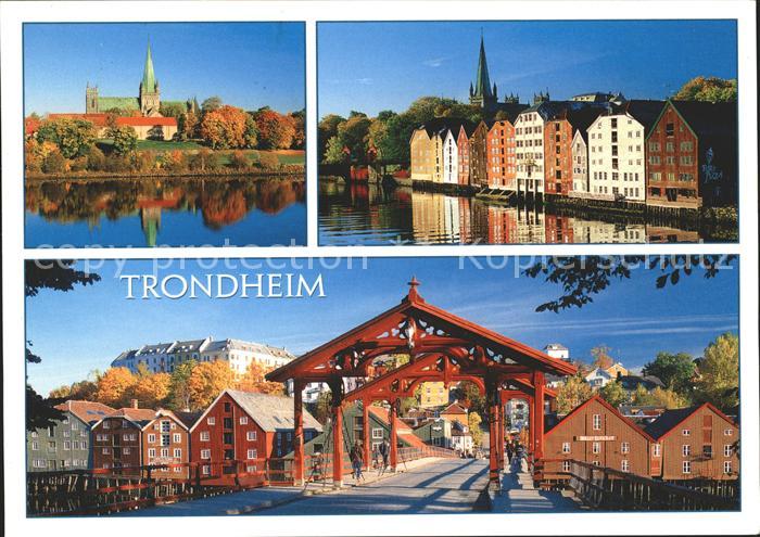 Trondheim Teilansichten Kirche Holzbruecke