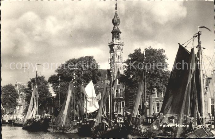Veere Haven Hafen Fischerboot Turm Historisches Rathaus