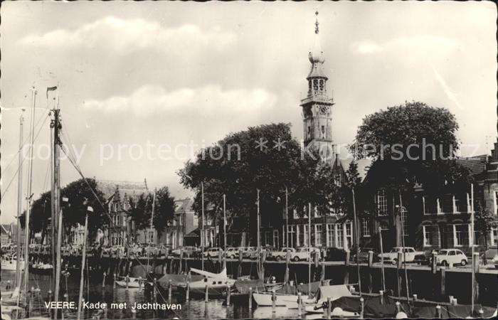 Veere Kade met Jachthaven Hafen Turm Historisches Rathaus