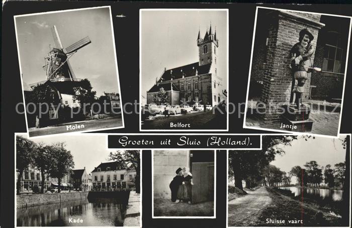 Sluis Zeeland Molen Belfort Jantje Kade Sluisse vaart Kinder Windmuehle