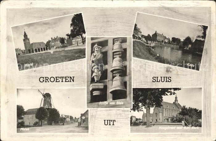 Sluis Zeeland Markt Jantje van Sluis Kade Molen Kerk