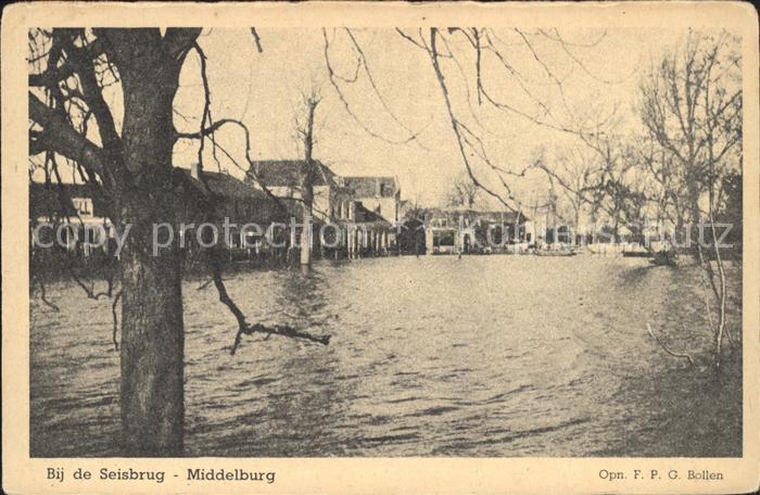 Middelburg Zeeland Bij de Seisbrug Hochwasser