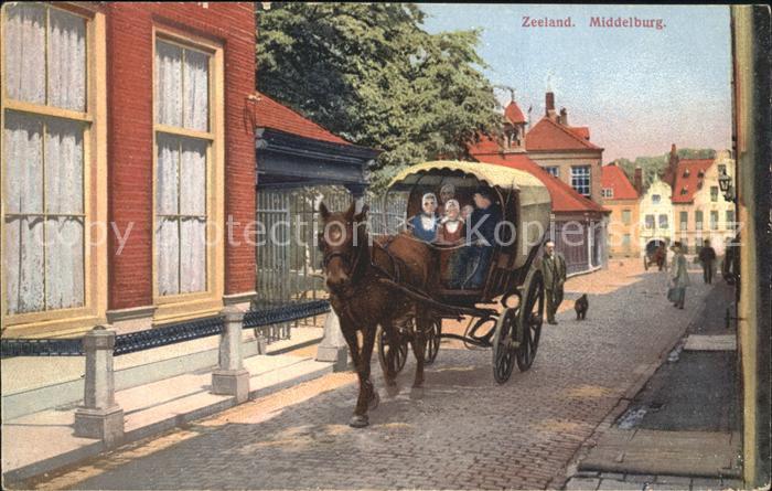 Middelburg Zeeland Strassenpartie Planwagen