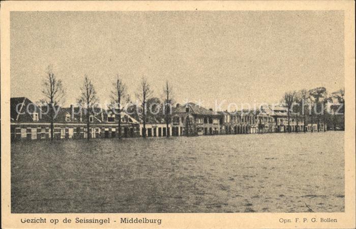 Middelburg Zeeland Gezicht op de Seissingel Hochwasser