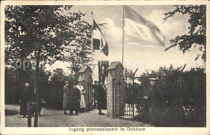 Dokkum Ingang processiepark Fahne