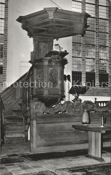 Dokkum Ned Herv Kerk gerestaureerd Kirche Kanzel