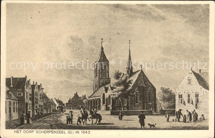 Scherpenzeel Het Dorp in 1642 Kuenstlerkarte