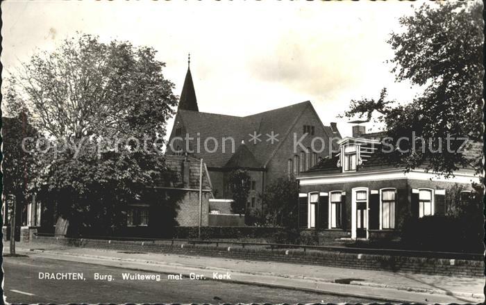 Drachten Burg Wuiteweg met Kerk Kirche