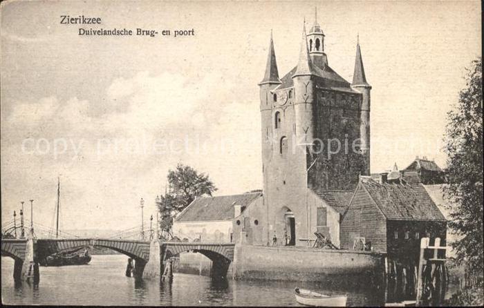Zierikzee Duivelandsche Brug en poort Zugbruecke
