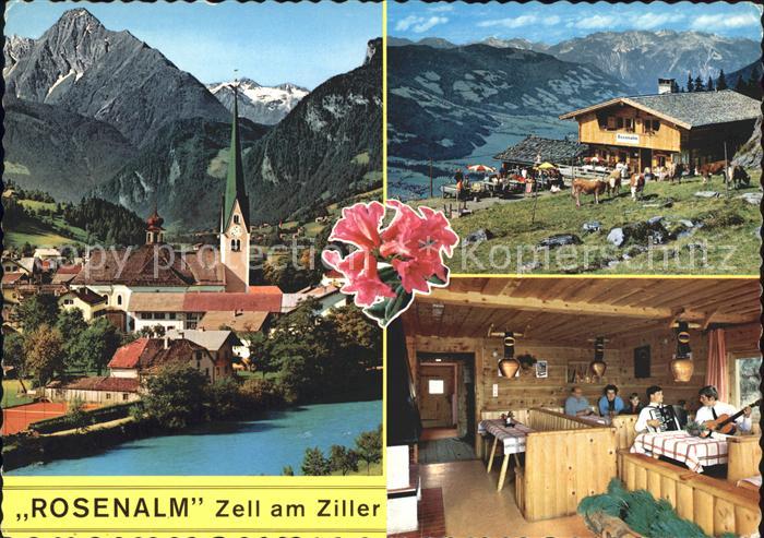 Zell Ziller Tirol Jausenstation Rosenalm Ortsblick Gastraum