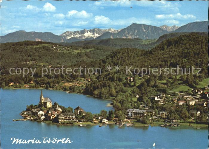 Maria Woerth Woerthersee mit Karawanken Fliegeraufnahme