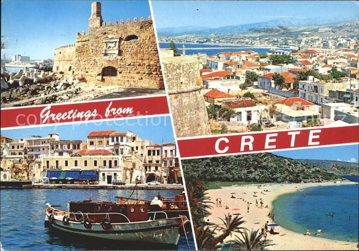 Crete Kreta Festung Alte Stadtmauer Hafen Fischkutter Strand