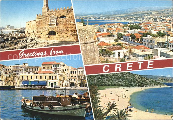 Crete Kreta Festung Stadtmauer Hafen Fischkutter Strand