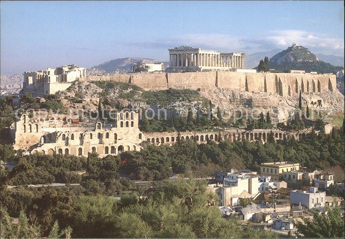 Athenes Athen Ansicht der Akropolis vom Philopappos Denkmal Antike