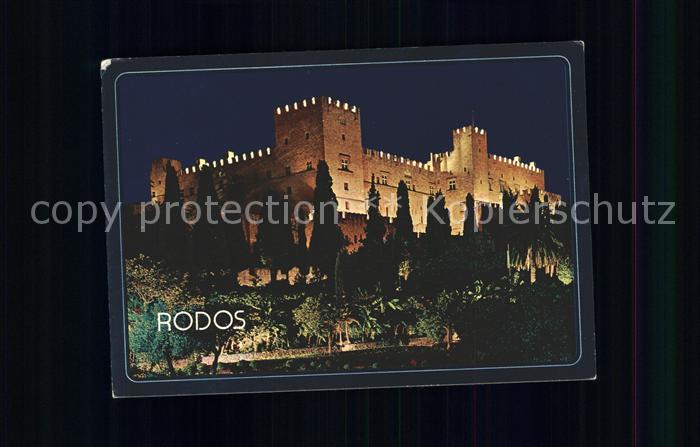 Rhodos Rhodes aegaeis Ritterpalast bei Nacht