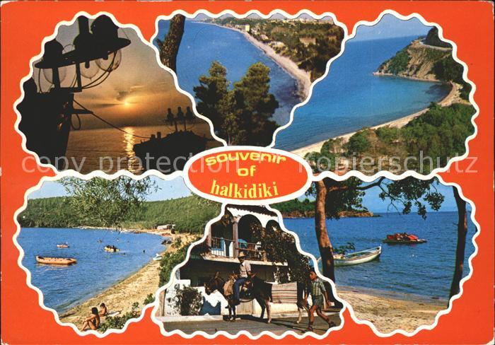 Halkidiki Chalkidiki Abendstimmung Strand Bucht Esel